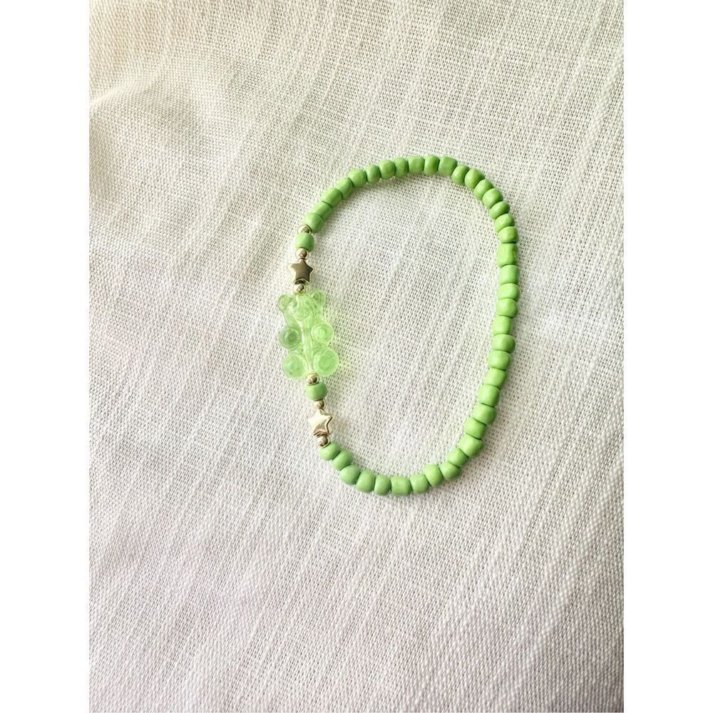 Green gummy bear beaded bracelet